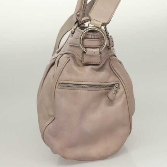 Salvatore Ferragamo Gancini Hand Bag Leather 2way Purple Silver Auth - Picture 4 of 16